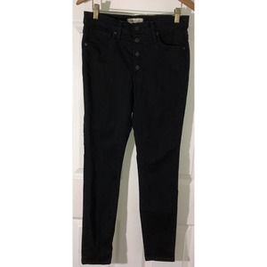 Madewell Button Fly Pants Black 9" Mid Rise Skinny Denim Stretch Jeans Size 27